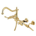 Tudor KS1242TALBS 8" Centerset Wall Mount Kitchen Faucet with Brass Sprayer KS1242TALBS